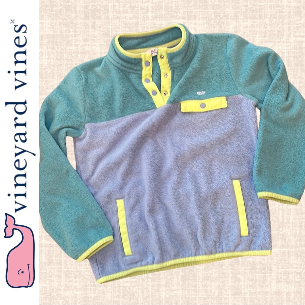 Vineyard Vines Colorblock Snap Placket Pull Over Fleece / Girls' Size M/10-12